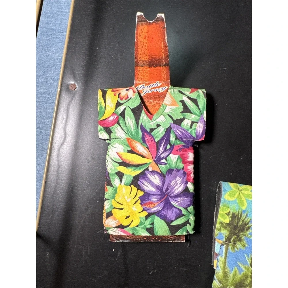Lot of 3 New Tropical Neoprene Can Koozies Hawaiian Palm Tree Fish Floral